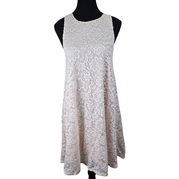 Ginger G Lace Overlay Dress Size Medium Floral‎ Coquette Feminine Bohemian Pink - Picture 1 of 10